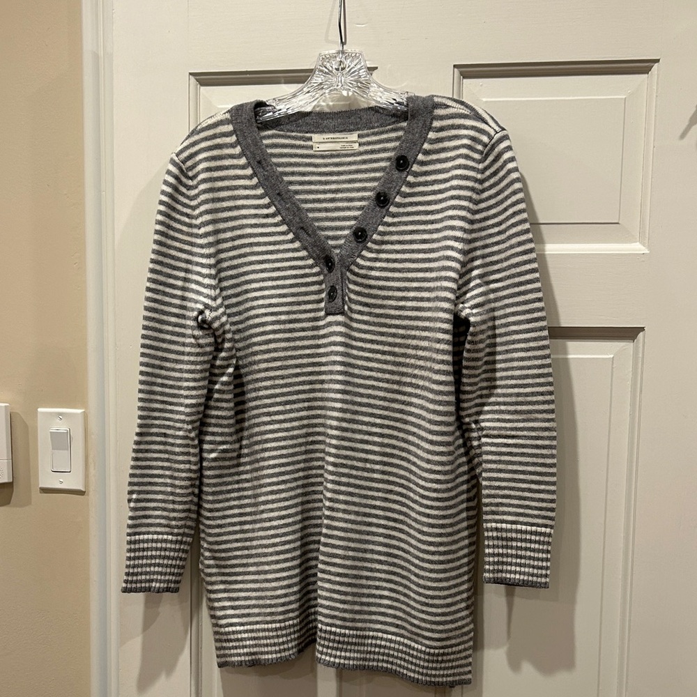 Anthropologie Gray and Cream Striped Knit